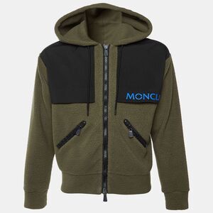 Moncler Grenoble Olive Green Fleece Zip Up Jacket S